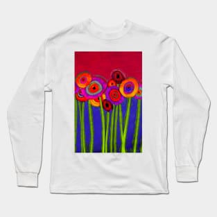 Flower Power Colorful Abstract Flowers One Long Sleeve T-Shirt